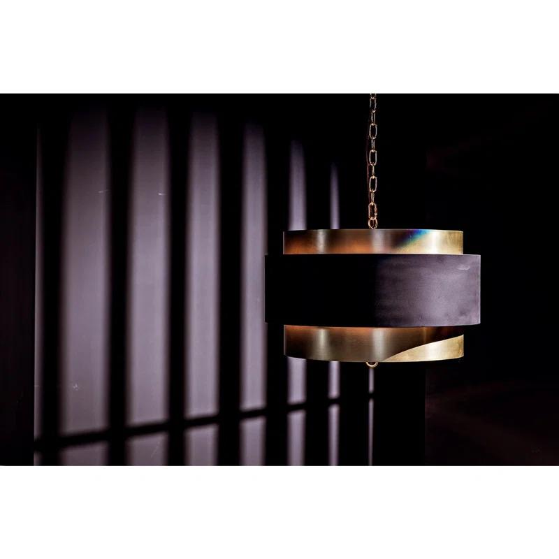 Antique Brass and Matte Black 4-Light Pendant