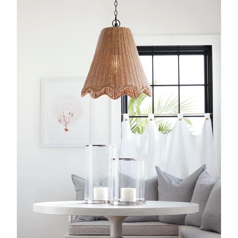 Natural Glass Indoor/Outdoor Pendant Light with Black Cord