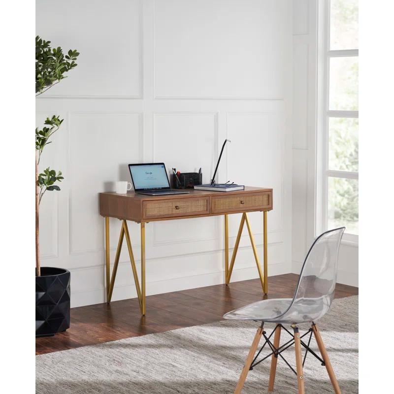 Mod-Arte Lana 45" Solid Wood Writing Desk with 2 Drawers
