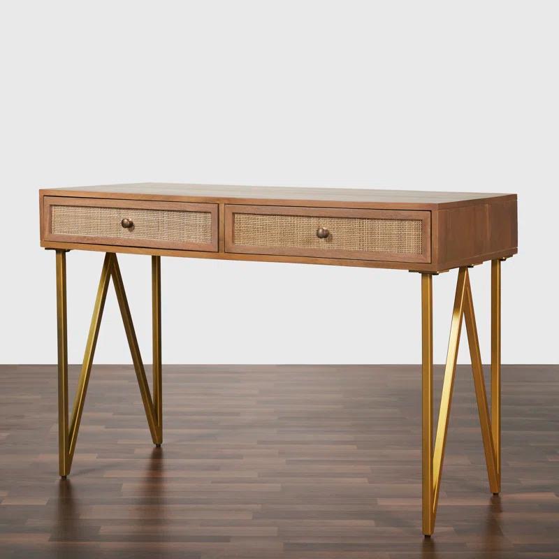 Mod-Arte Lana 45" Solid Wood Writing Desk with 2 Drawers