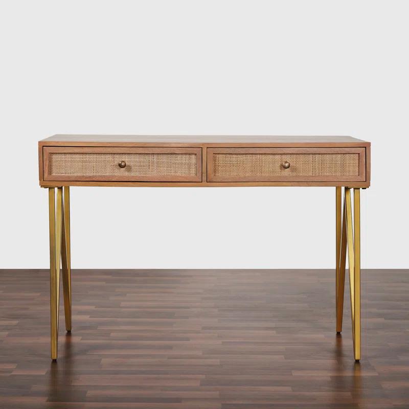 Mod-Arte Lana 45" Solid Wood Writing Desk with 2 Drawers