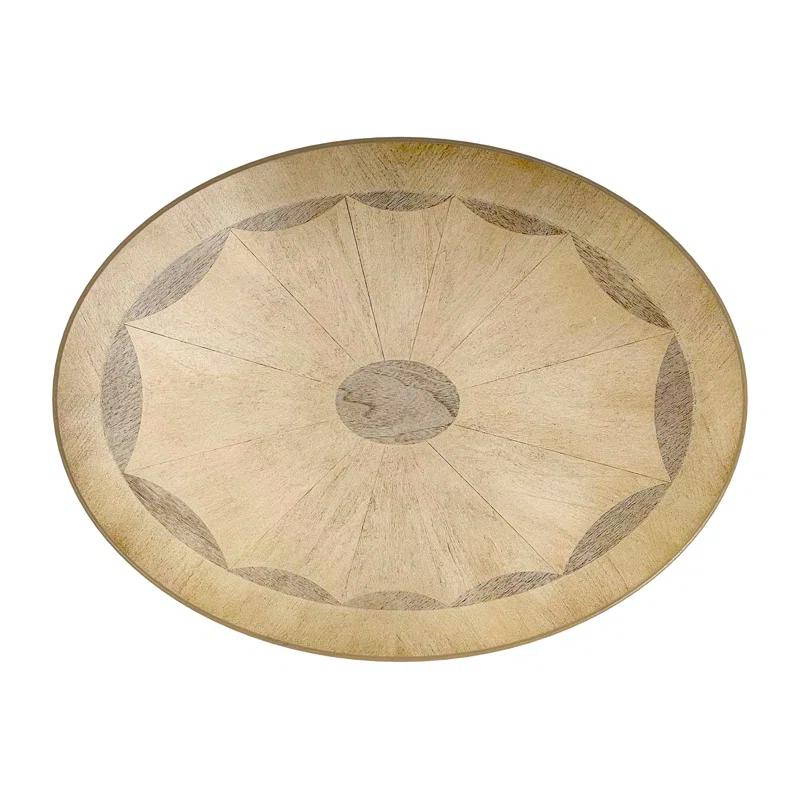 Elegant Round Beige Wood Side Table with Storage Shelf and Drawer