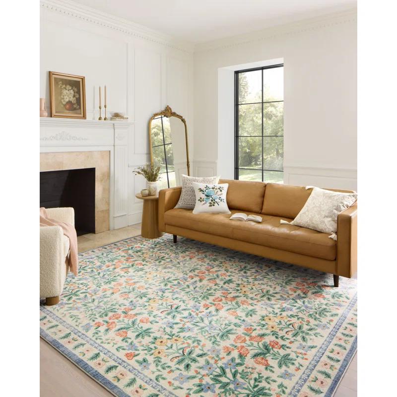 Eden Cream Floral Elegance 5' x 7'6" Machine-Woven Wool Blend Rug