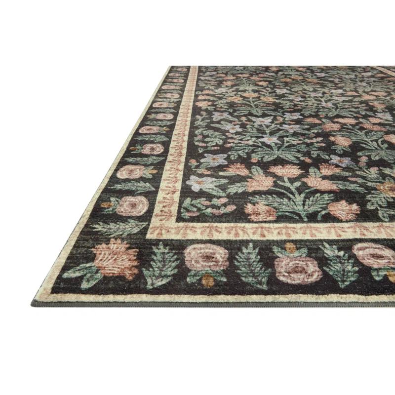 Black Floral Eden Garden Wool-Blend Runner Rug, 2'6" x 11'6"