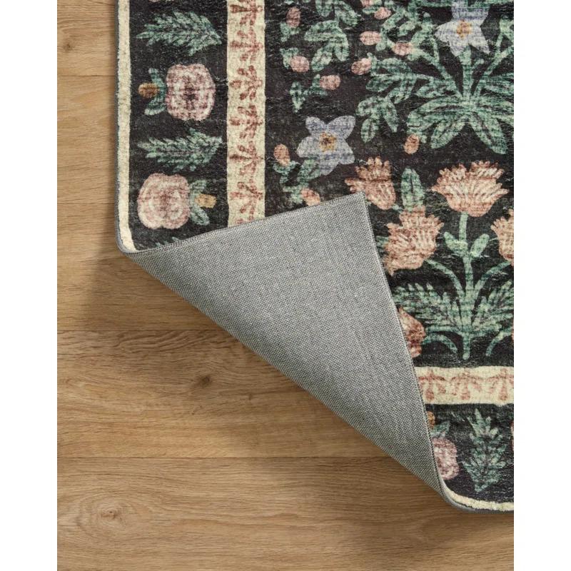 Black Floral Eden Garden Wool-Blend Runner Rug, 2'6" x 11'6"