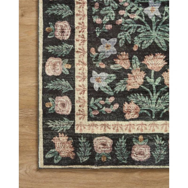 Black Floral Eden Garden Wool-Blend Runner Rug, 2'6" x 11'6"