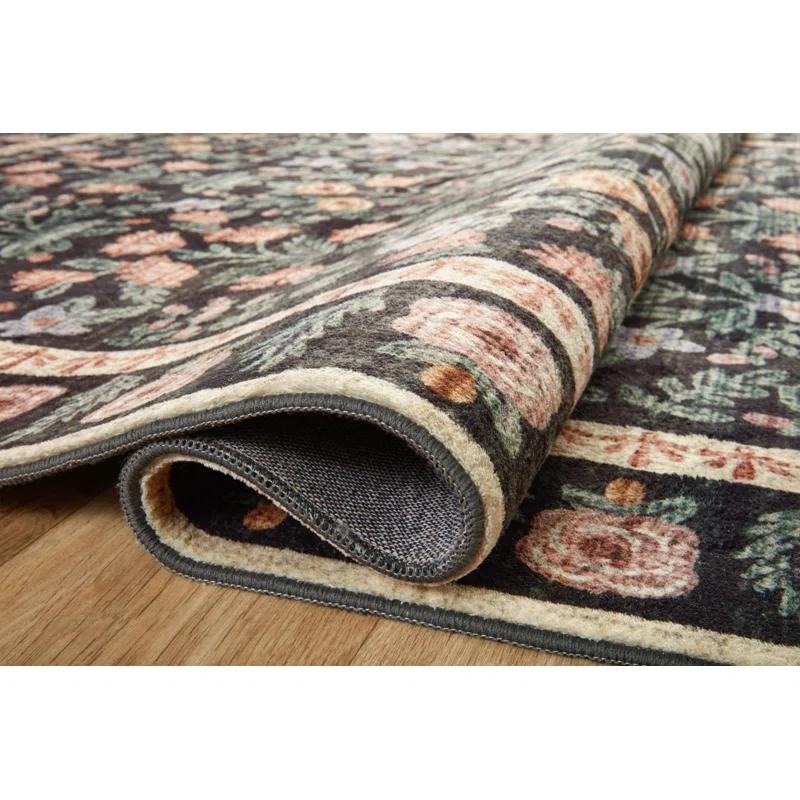 Black Floral Eden Garden Wool-Blend Runner Rug, 2'6" x 11'6"