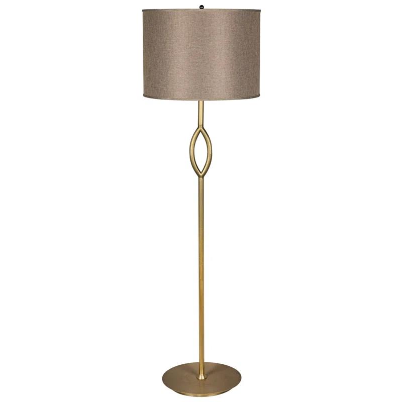 Ridge 67.5'' Black and Antique Brass Traditional Floor Lamp with Tan Cotton Shade
