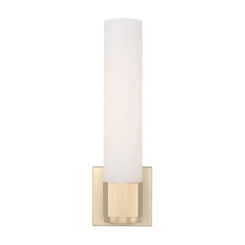 Soft Gold Dimmable Wall Sconce with White Glass