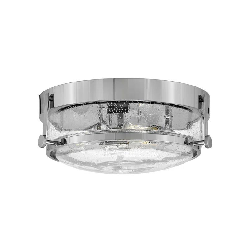 Harper Transitional 3-Light Chrome Flush Mount with Clear Seedy Glass