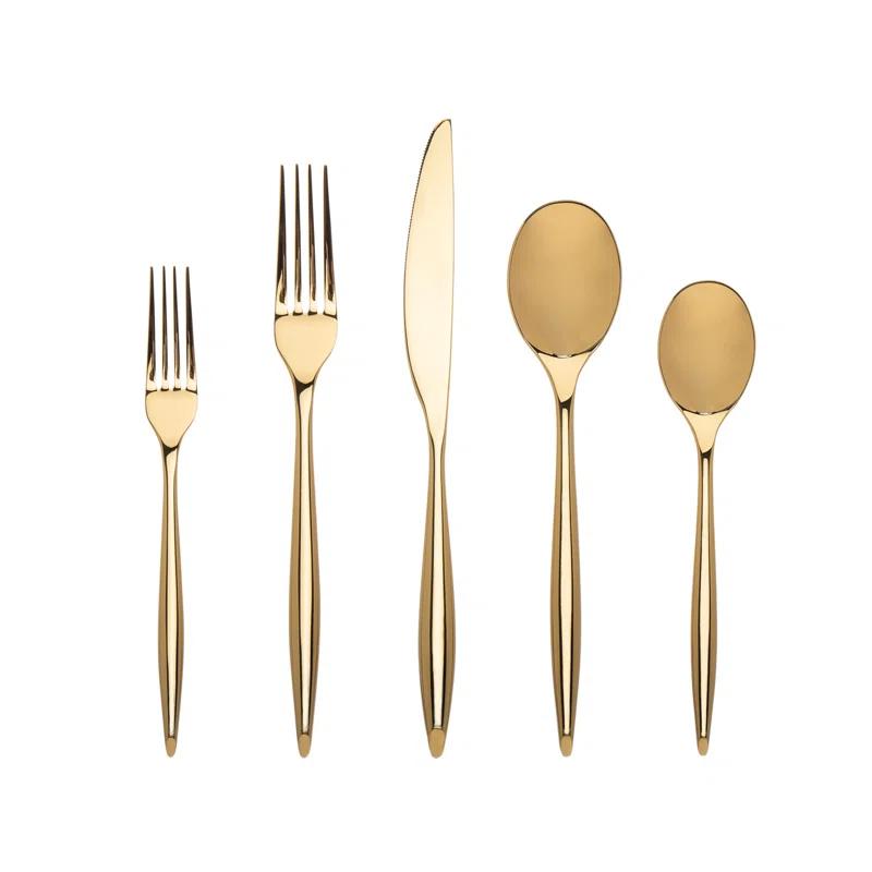 Milano Elegance 20-Piece Stainless Steel Flatware Set in Matte Gold