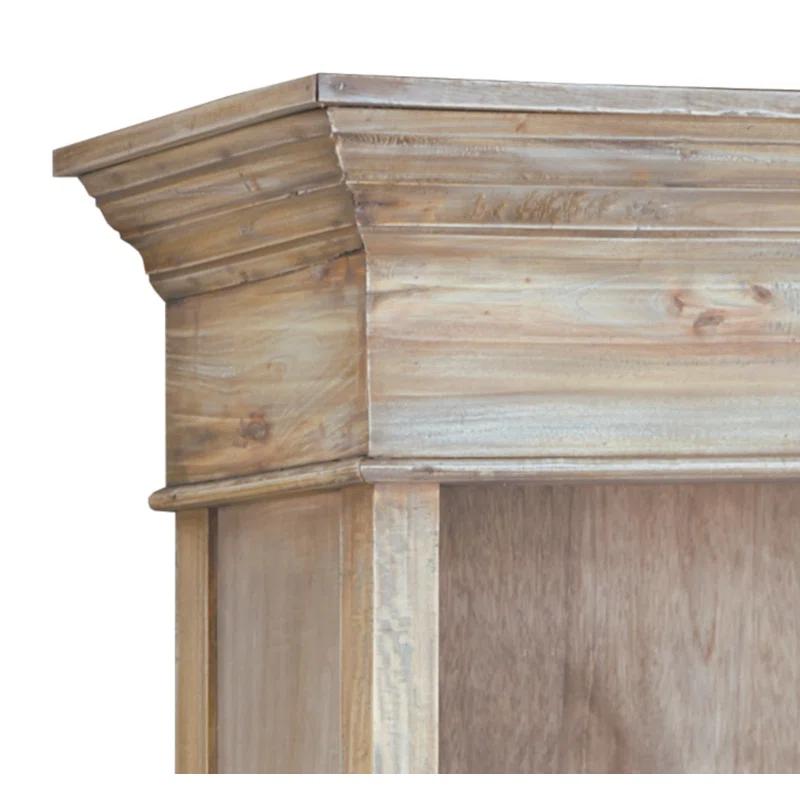Cottage Hutch Buffet Driftwood Brown Bookcase Cabinet Solid Wood Mahogany