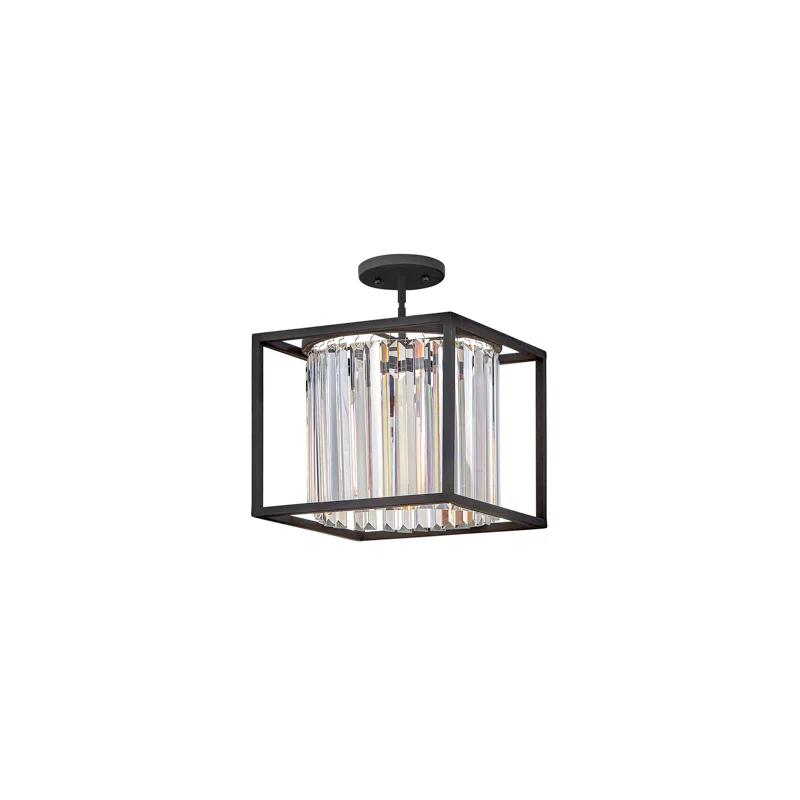 Giada Crystal Prism 1-Light LED Black Square Pendant