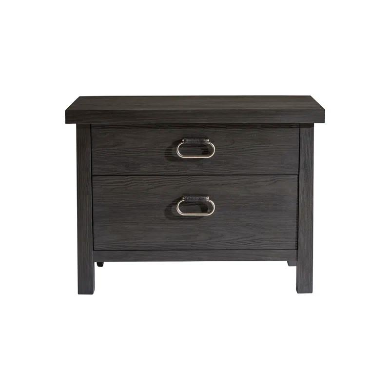 Trianon Contemporary Black Solid Wood 2-Drawer Nightstand
