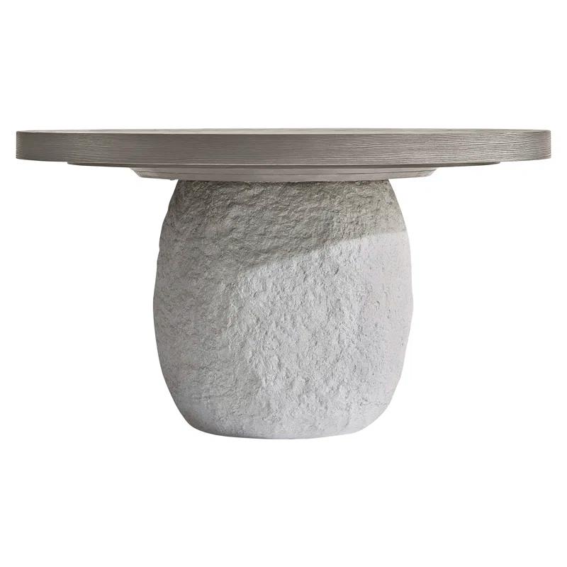 Transitional Gris and Quarry 54" Round Extendable Dining Table