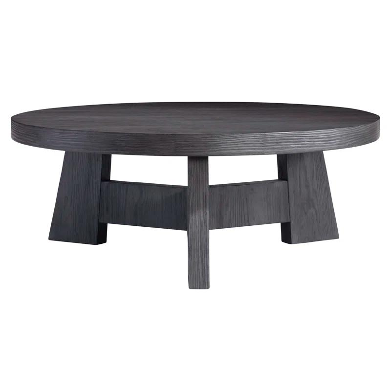 L'Ombre Black Round Wood Contemporary Coffee Table 42"