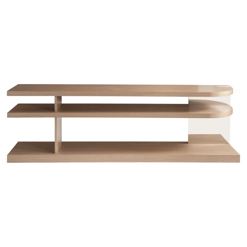 Transitional D-Shape Modulum Console Table with Storage - Brown