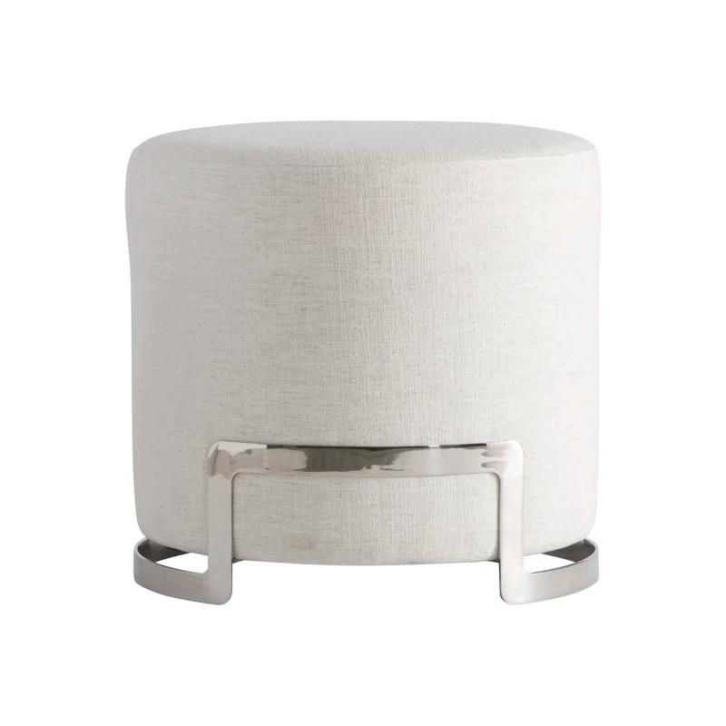 Contemporary White Round Upholstered Bench with Stainless Steel Frame