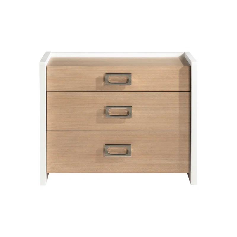 Sahara Brown Transitional 3-Drawer Nightstand with USB Charger