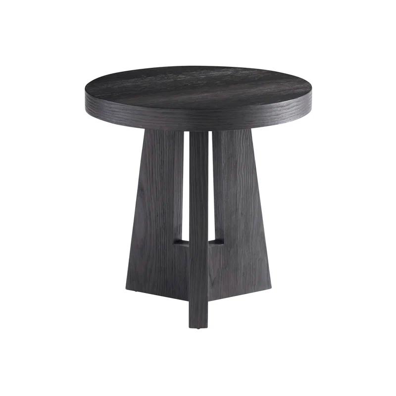 24" Modern Black Wood Round Occasional Table