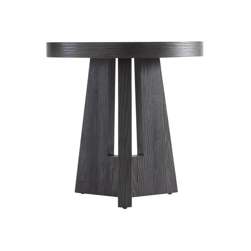 24" Modern Black Wood Round Occasional Table
