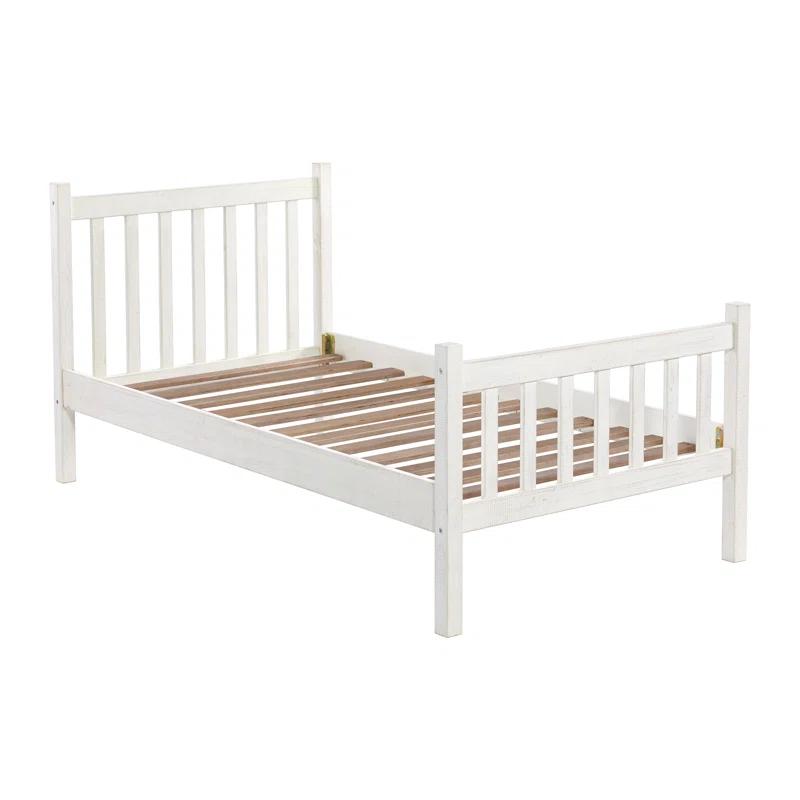 Windsor Wood Farmhouse Industrial Bohemian Style 3 Pc Bedroom Set With Slat Twin Bed 2 Nightstands
