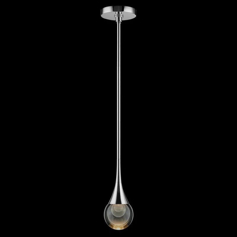 Luna II Polished Nickel LED Mini Pendant with Hand-Cut Crystal