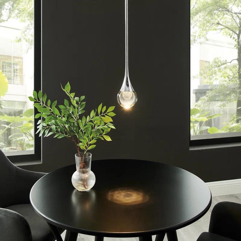 Luna II Polished Nickel LED Mini Pendant with Hand-Cut Crystal