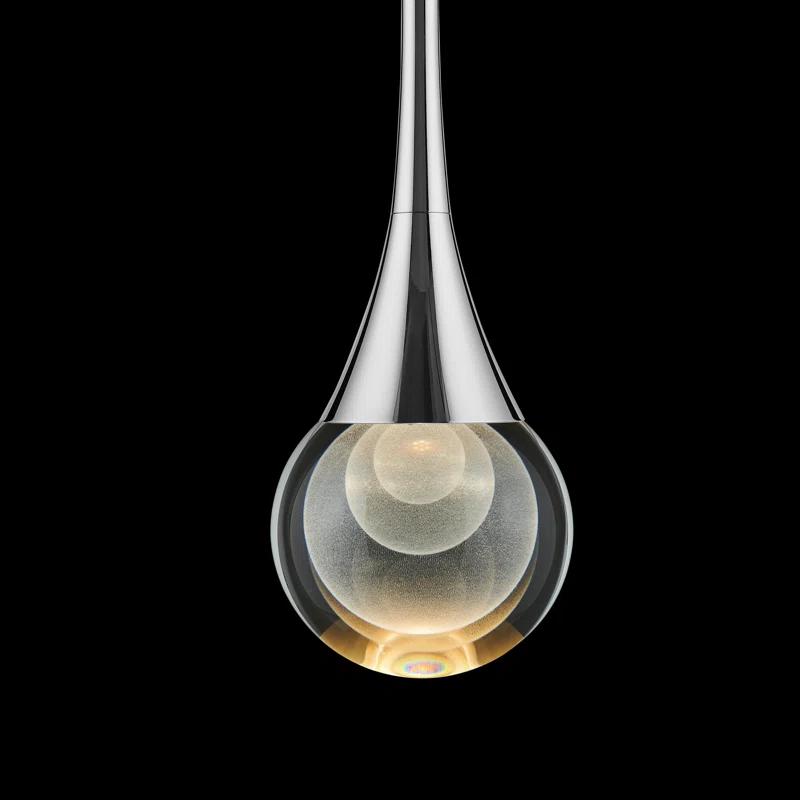 Luna II Polished Nickel LED Mini Pendant with Hand-Cut Crystal