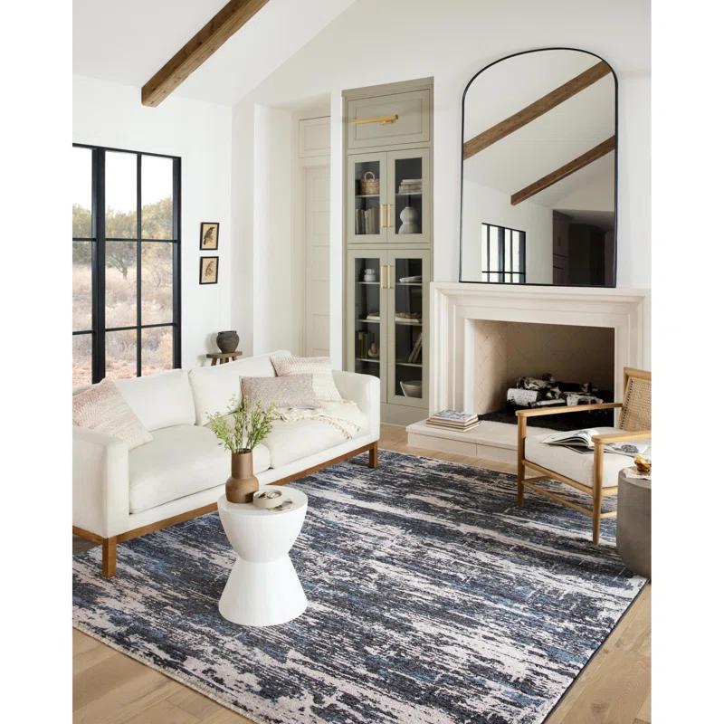 Loloi II Abstract Machine Woven Rectangle 5'3" x 7'9" Polypropylene Area Rug in Charcoal/Dove