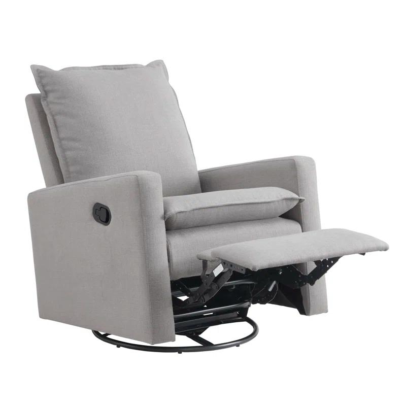 Gray Polyester Swivel Recliner with 360-Degree Motion