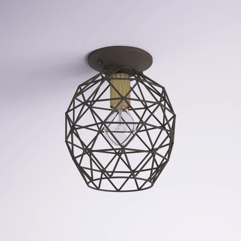 Geometrix Bronze Hand-Welded Glass LED Flush Mount