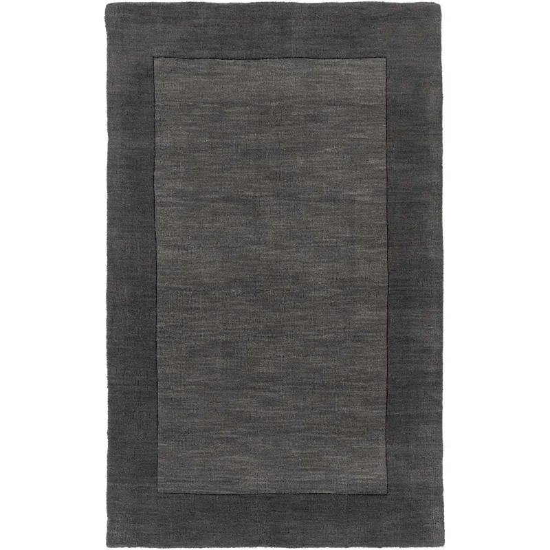 Handmade Tufted Black Wool Rectangular 8' x 10' Easy Care Rug
