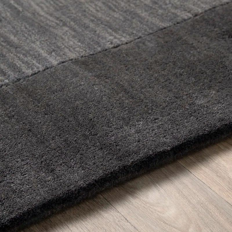 Handmade Tufted Black Wool Rectangular 8' x 10' Easy Care Rug