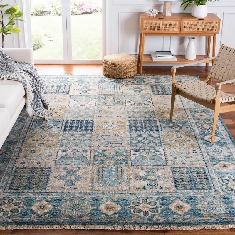 Safavieh Hand Knotted Wool/Cotton Southwestern Rug in Blue/Beige