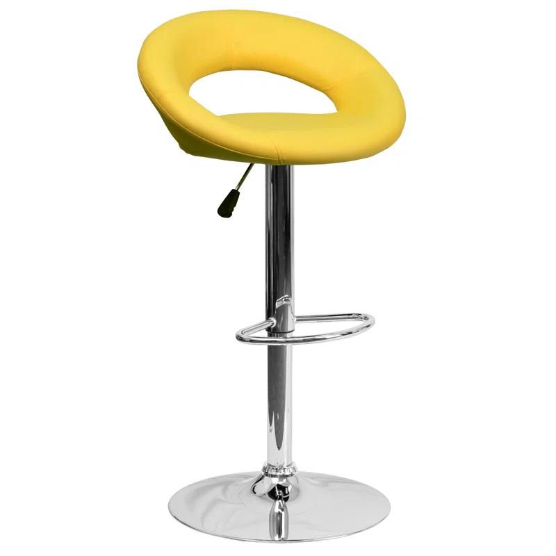 Flash Furniture Contemporary Vinyl Rounded Orbit-Style Back Adjustable Height Barstool with Chrome Base
