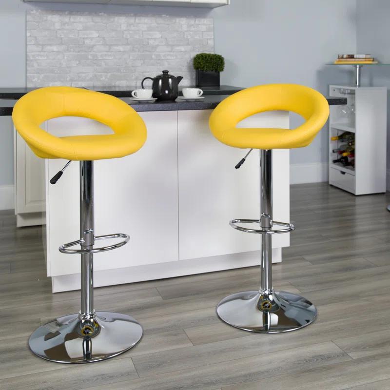 Flash Furniture Contemporary Vinyl Rounded Orbit-Style Back Adjustable Height Barstool with Chrome Base