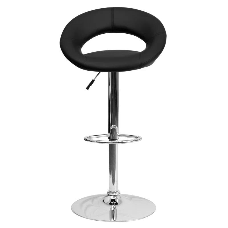 Flash Furniture Contemporary Vinyl Rounded Orbit-Style Back Adjustable Height Barstool with Chrome Base