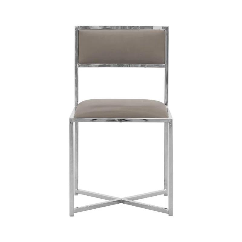 Wade Logan® Aleko 18'' H Faux Leather Upholstered Metal Side Chair (Set of 2)