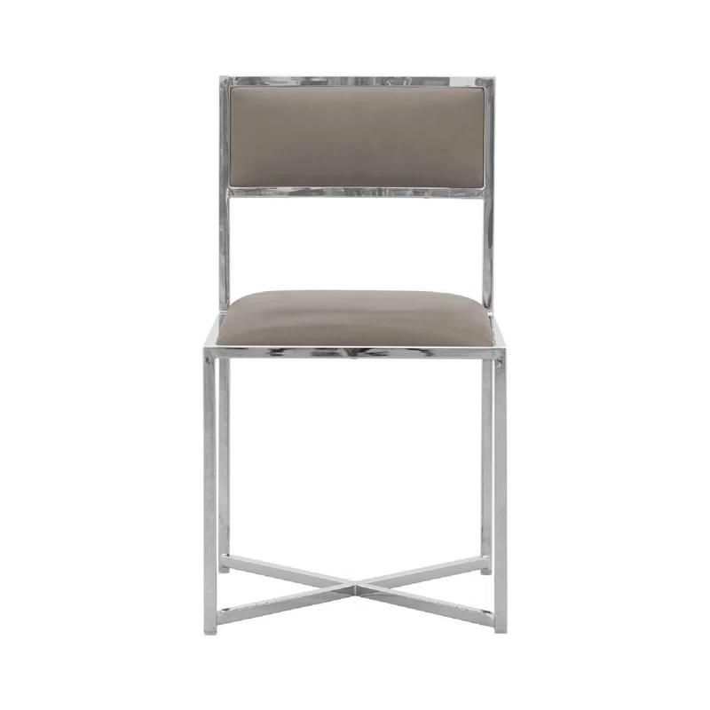 Eun 20" Gray Faux Leather & Chrome High Side Chair - Set of 2