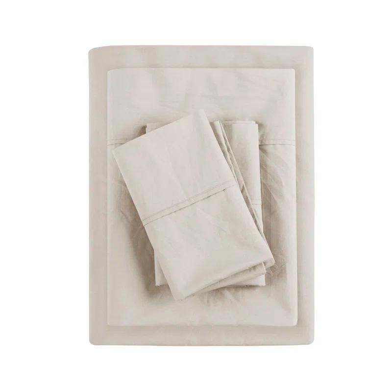 Madison Park Peached Percale 200 Thread Count Relaxed Cotton Percale Sheet Set