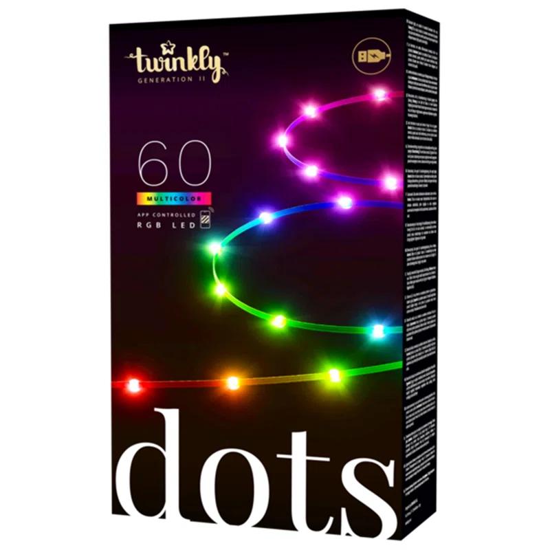 Twinkly Twinkly Smart Decoration 60 Multicolor LED App Controlled Dots Lights, Black