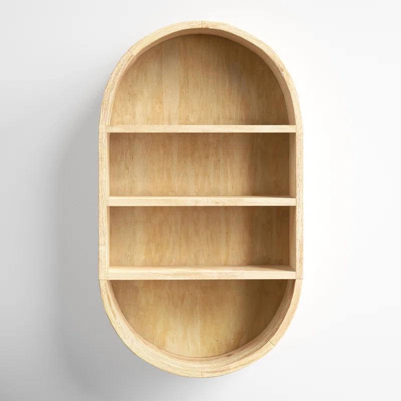 Minx Oval Solid Mango Wood Accent Wall Shelf