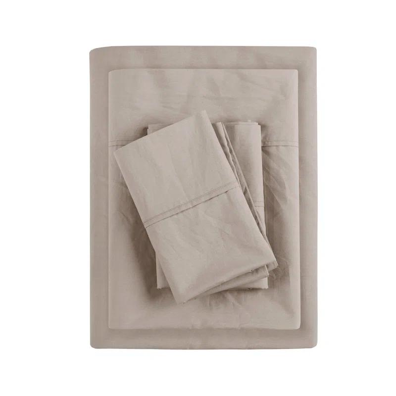 Madison Park Peached Percale 200 Thread Count Relaxed Cotton Percale Sheet Set