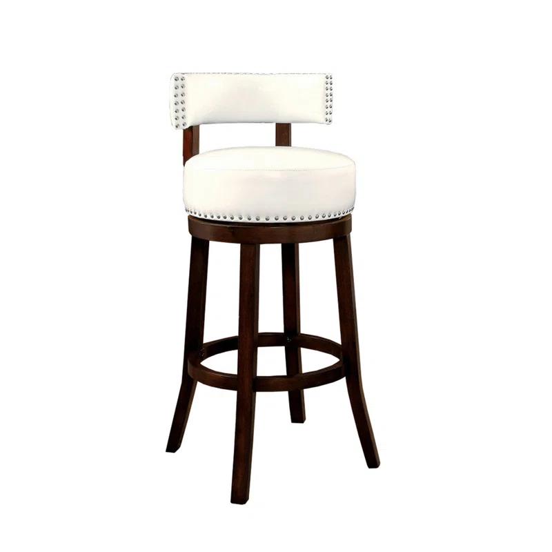 Transitional Shirley Red Leather 24" Swivel Bar Stool