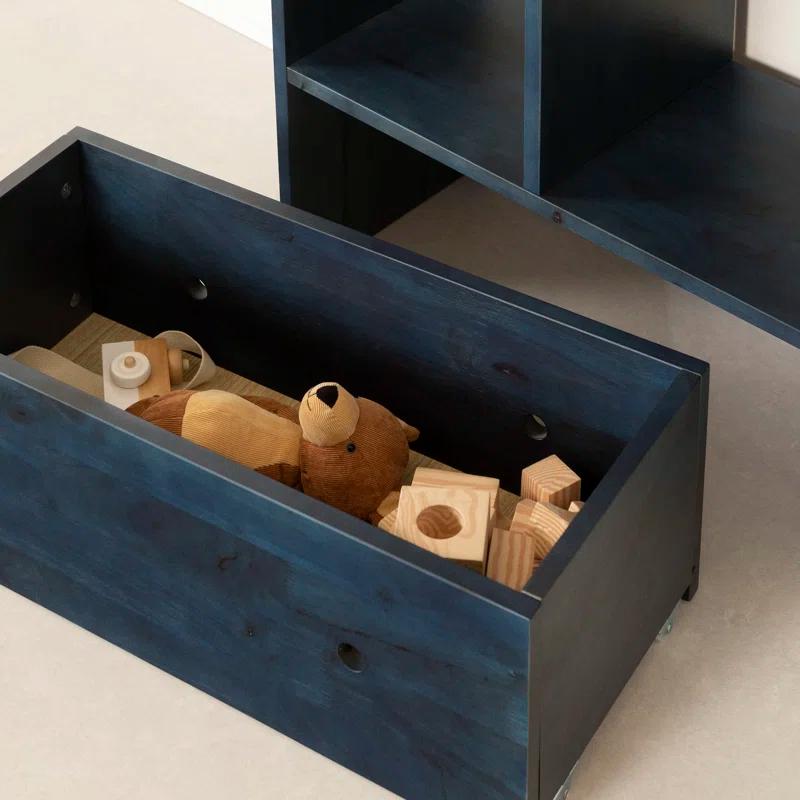 Scandinavian House-Shaped Kids Bookcase with Storage in Dark Blue