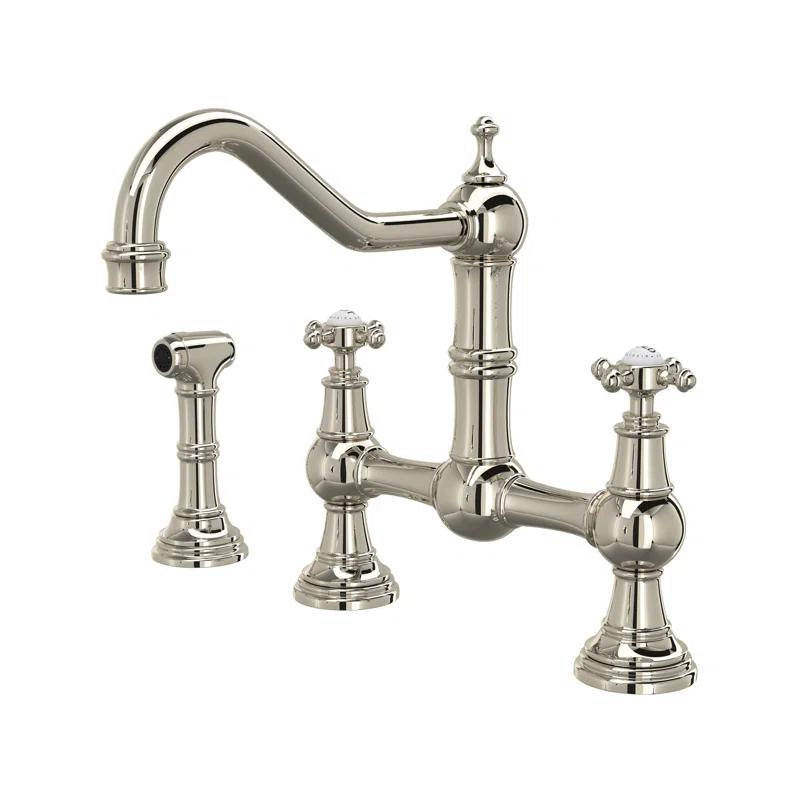 Polished Nickel 10.5" Brass Kitchen Faucet with Pull-out Spray