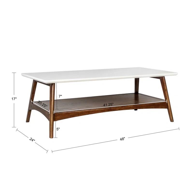 Avenu Mid-Century Rectangular Coffee Table with Oak Veneer Shelf