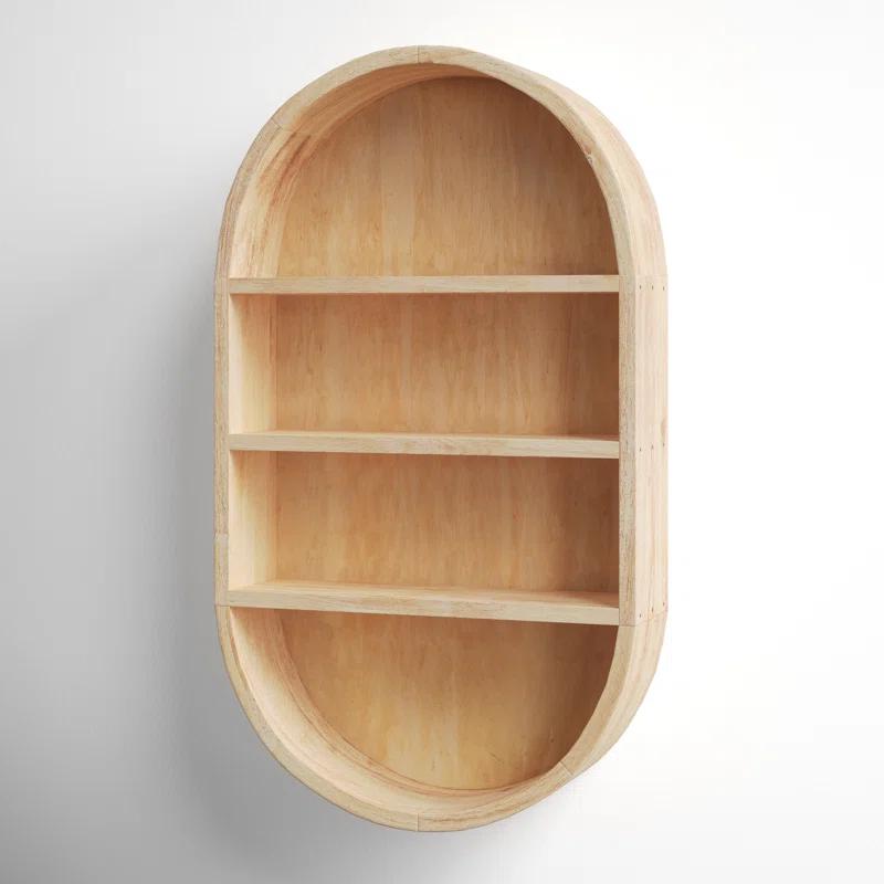 Minx Oval Solid Mango Wood Accent Wall Shelf