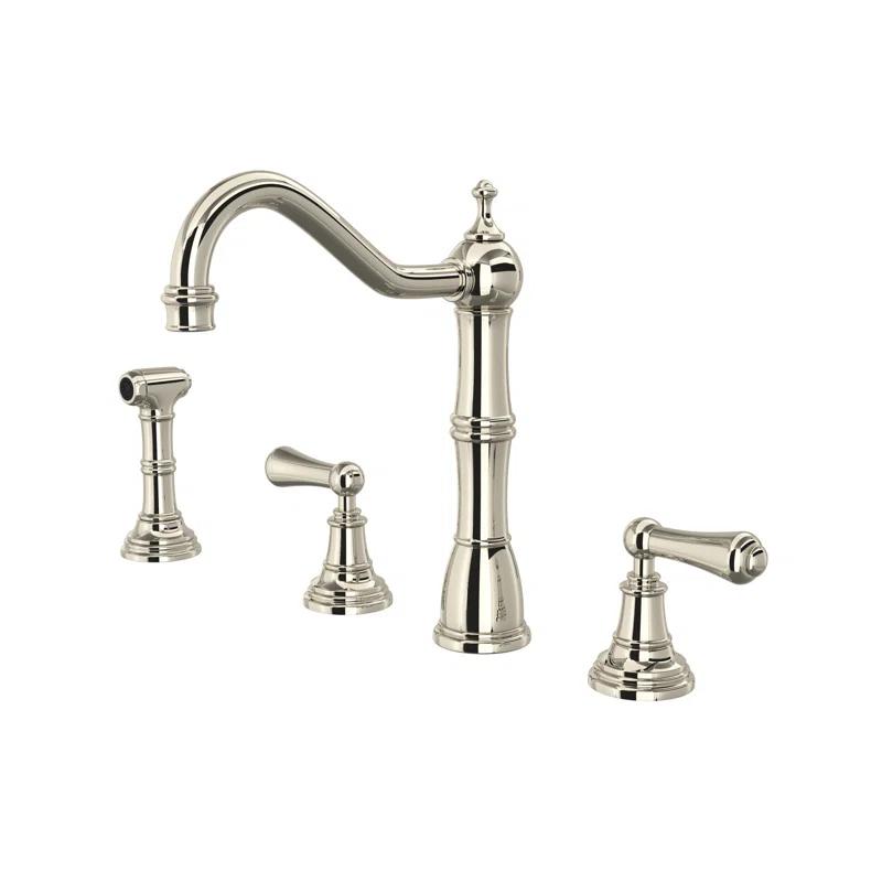 Elegant Edwardian Polished Nickel Dual-Handle Kitchen Faucet